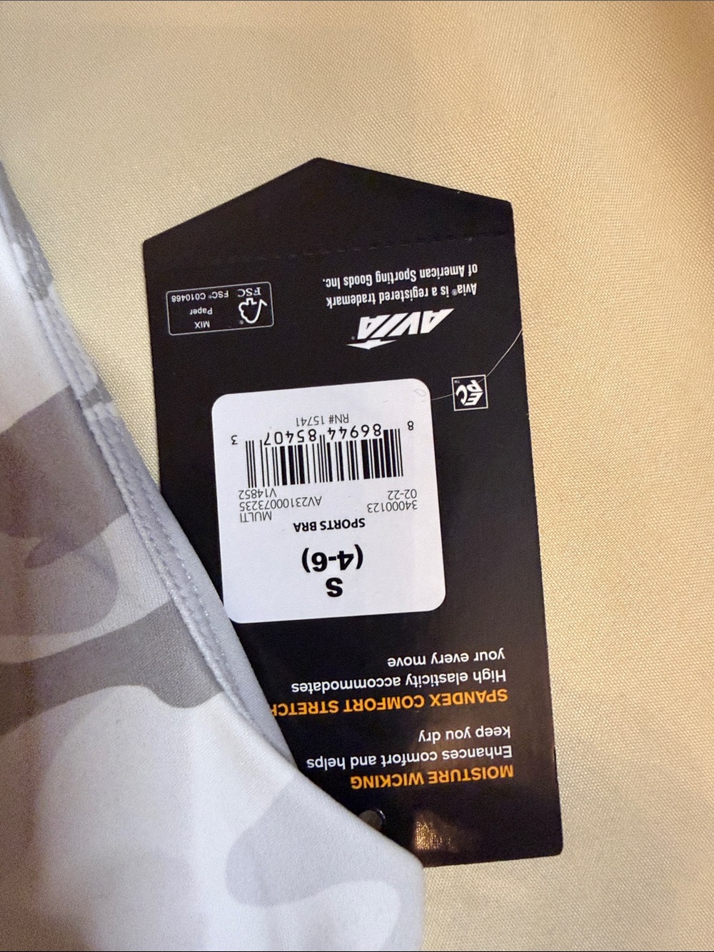 Avia Gray & White Camo Racerback Sports Bra - Picture 3 of 4